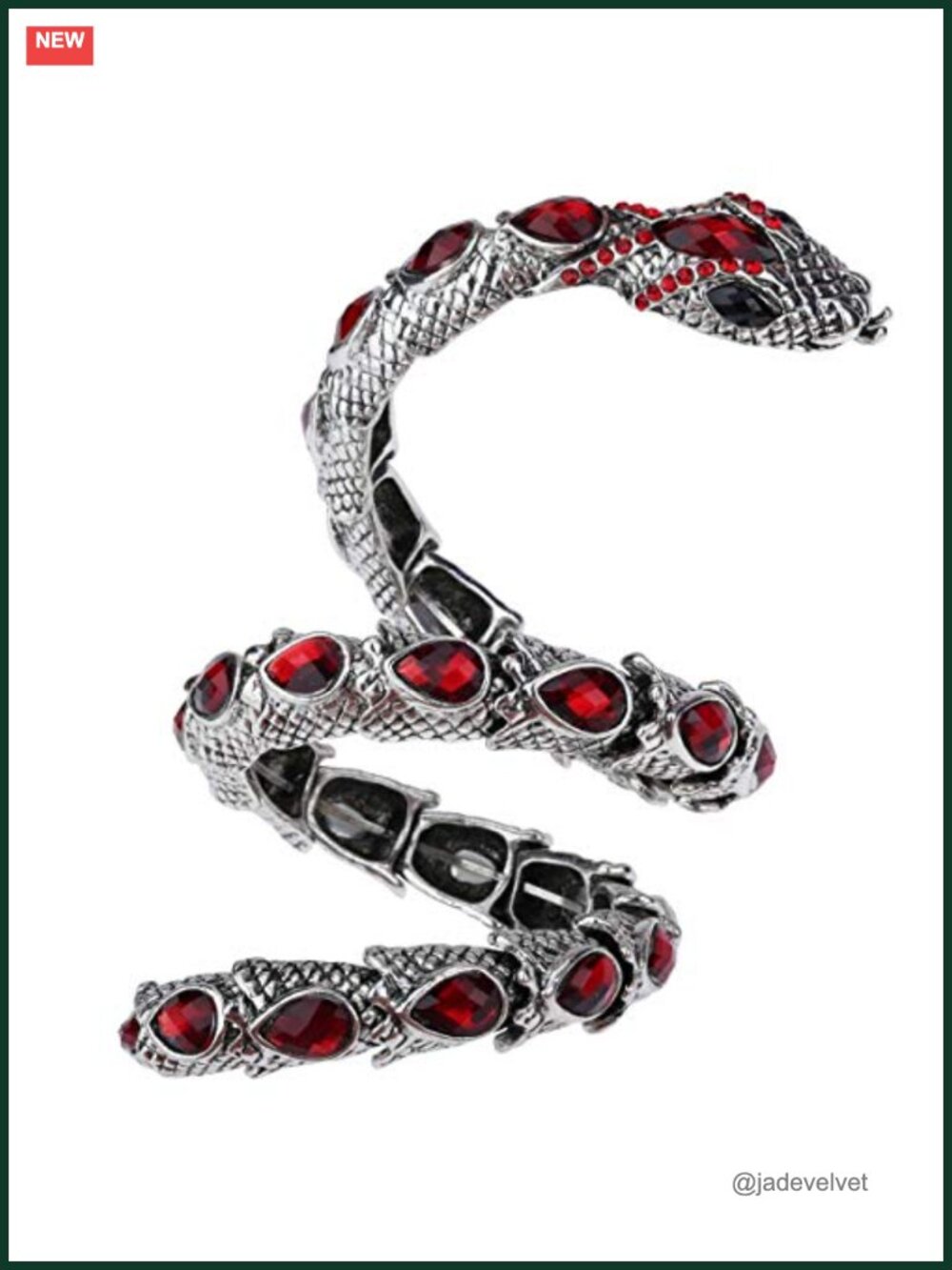 Crystal Stretch Snake Bracelet Fits 6.5-8 Inch Wrist - Antique Silver Plated